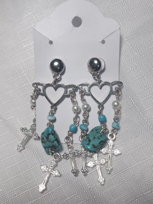 Blue cupid earrings